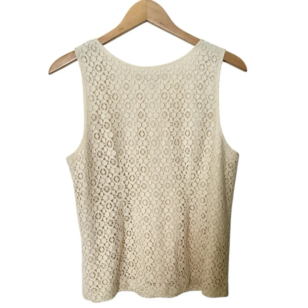 J.Crew Ivory Cream Color Crochet Blouse with Lining Size 12 Petite